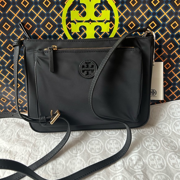 Tory Burch Bags Tory Burch Nylon Swingpack Crossbody Bag Black Gold